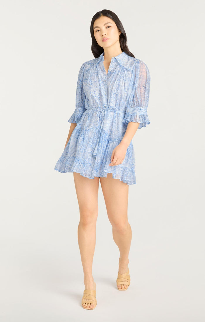 Cinq à Sept Scenic Toile Voile Gwendoline Dress White/dark Cerulean