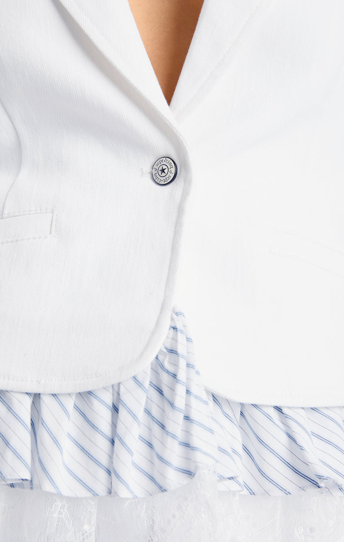 Cinq à Sept Striped Le Petit Denim Roxie Vest White/blue Hydrangea