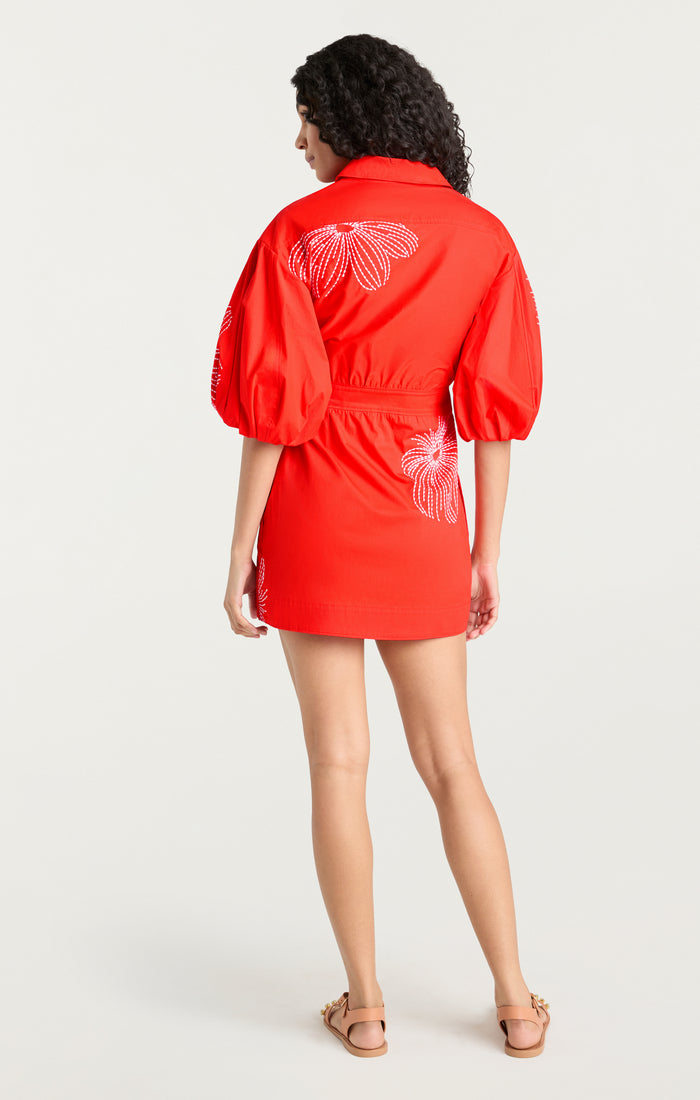 Cinq à Sept Sunburst Rhea Dress Cherry Tomato/white