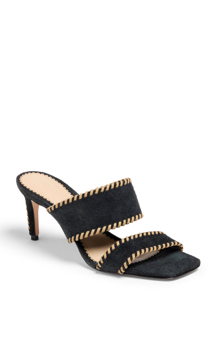Cinq à Sept Sutton Whipstitch Sandal Black/brown Sugar