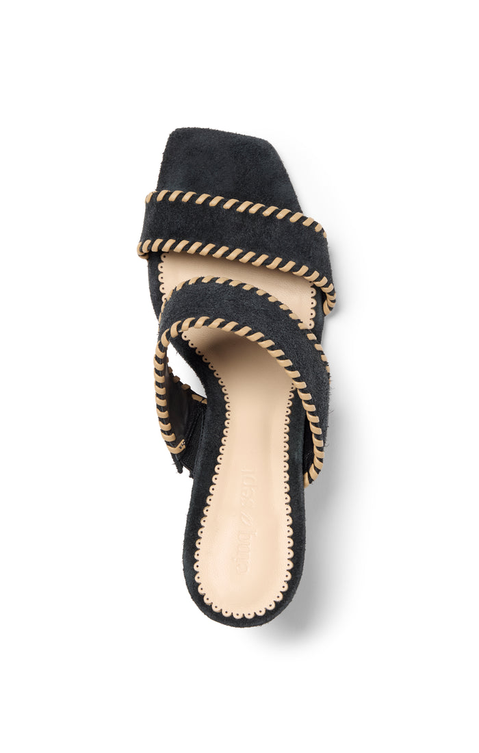 Cinq à Sept Sutton Whipstitch Sandal Black/brown Sugar