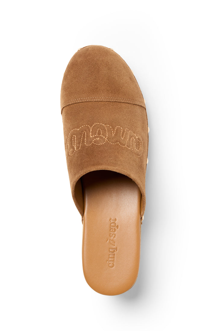 Cinq à Sept Sydney Studded Suede Clogs Golden Sienna