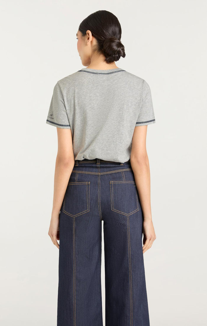 Cinq à Sept Trapunto Denim Heather Tee Heather Grey