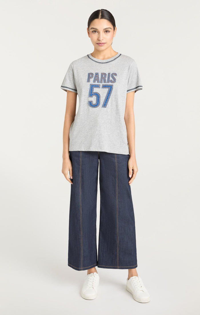 Cinq à Sept Trapunto Denim Heather Tee Heather Grey