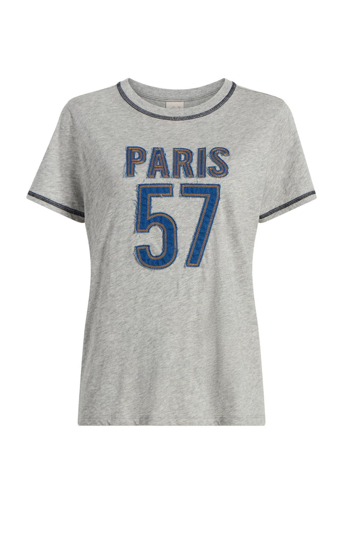 cinq à sept Trapunto Denim Heather Tee Heather Grey