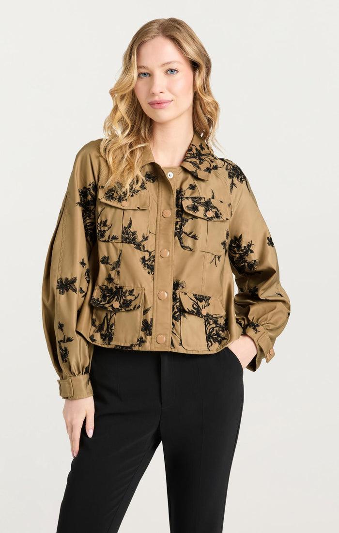 Cinq à Sept Wildflower Whimsy Adami Jacket Brown Sandstone/black
