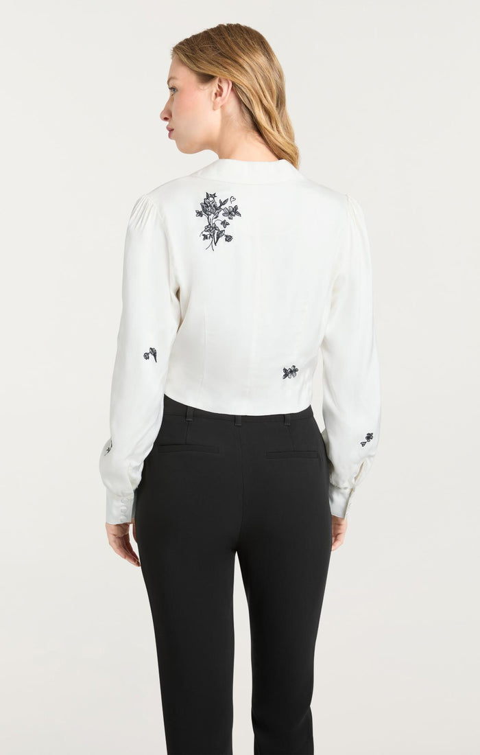 Cinq à Sept Wildflower Whimsy Marin Top Ivory/black