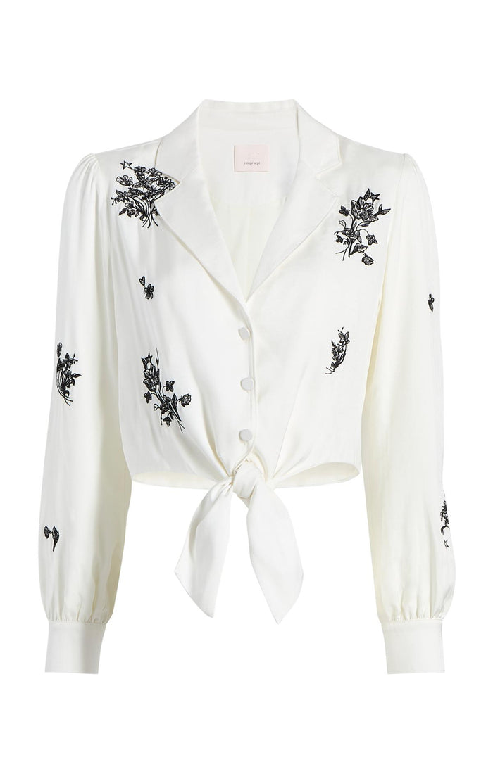 cinq à sept Wildflower Whimsy Marin Top Ivory/black