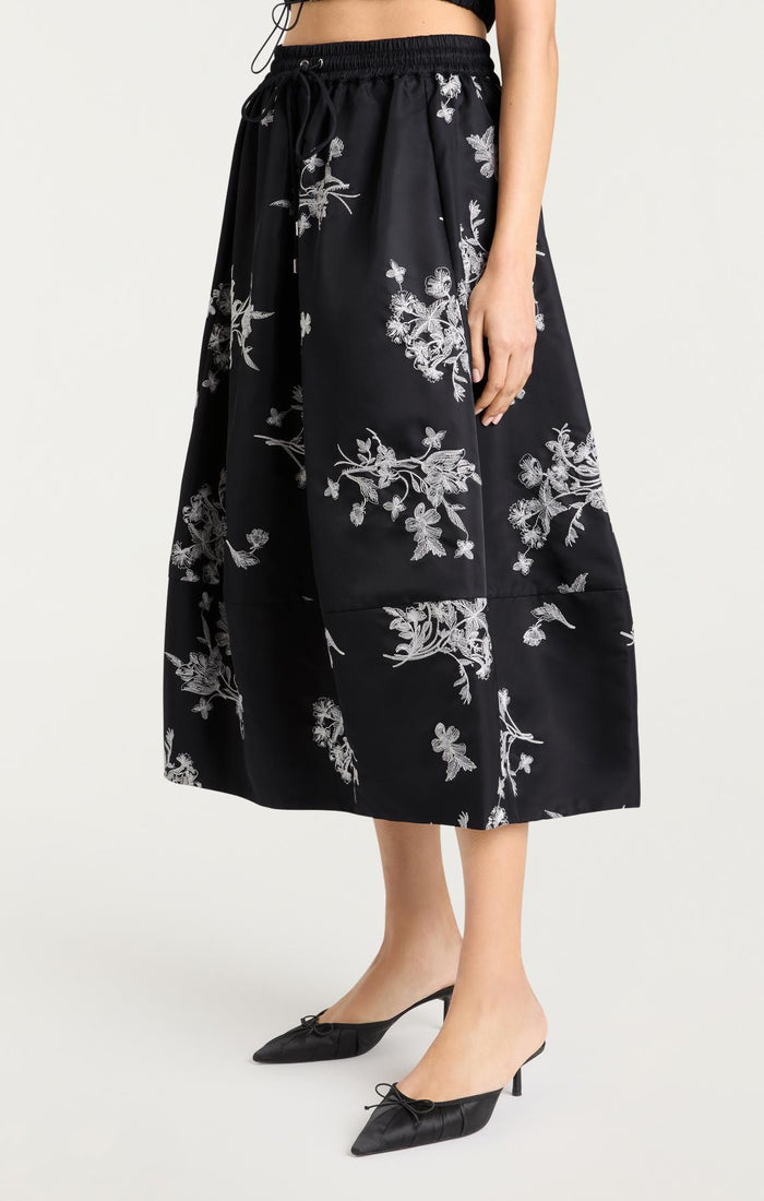 Cinq à Sept Wildflower Whimsy Sirani Skirt Black/ivory