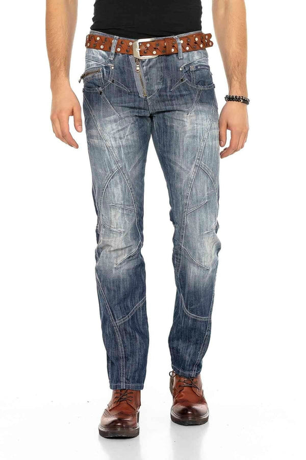 Cipo & Baxx C-0751 Thick Stitched Zippered Men's Jeans STANDARD