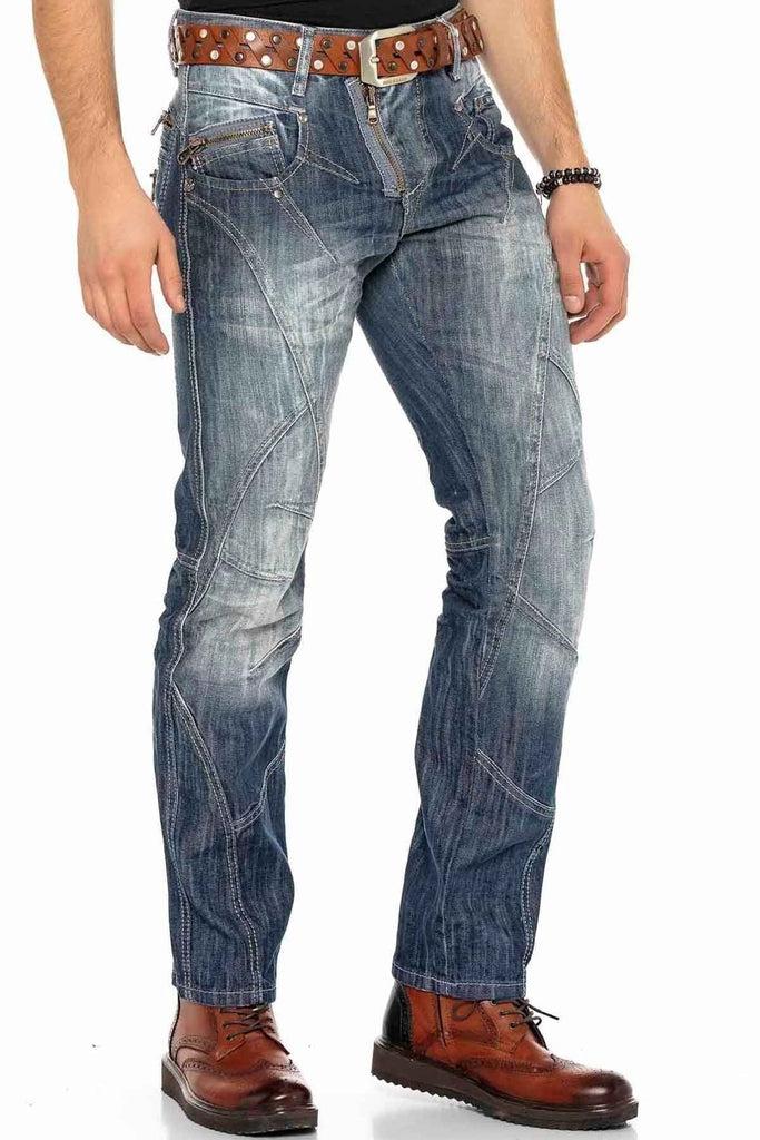 cipo & baxx C-0751 Thick Stitched Zippered Men's Jeans STANDARD