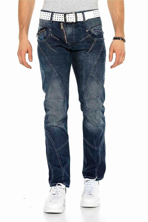 Cipo & Baxx C-0768 Pieced External Zipper Men's Jeans STANDARD