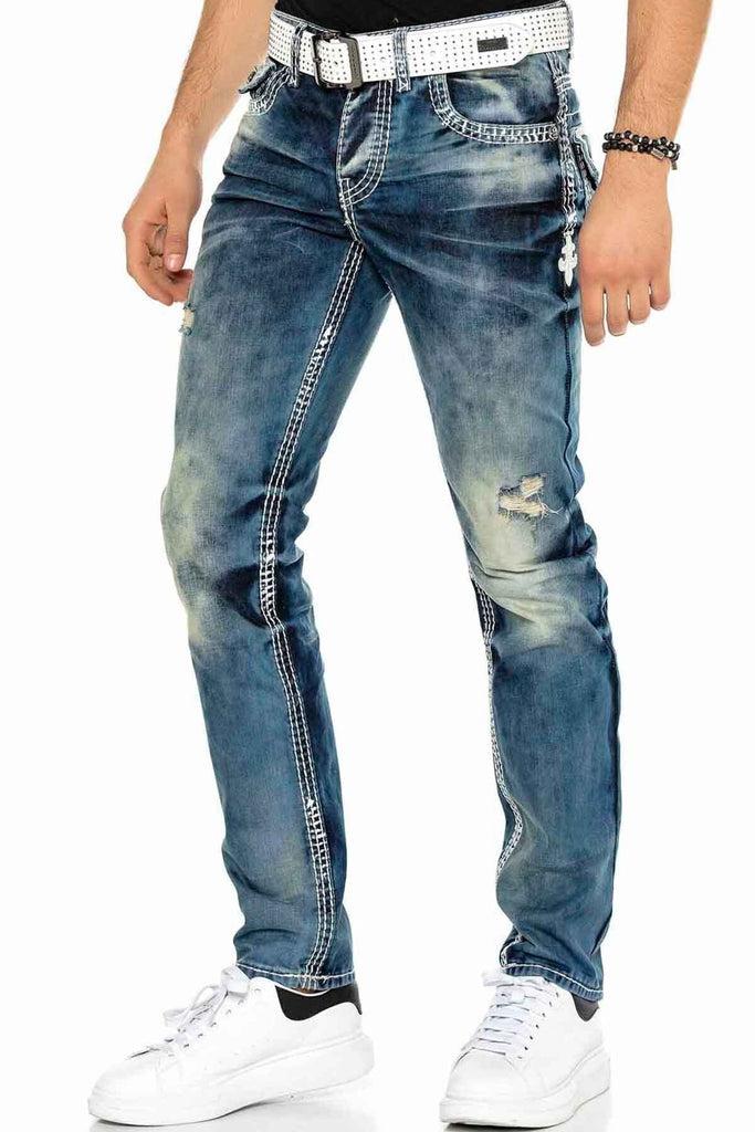 cipo & baxx CD149 Decorative Stitched Casual Cut Men's Jean Trousers STANDARD