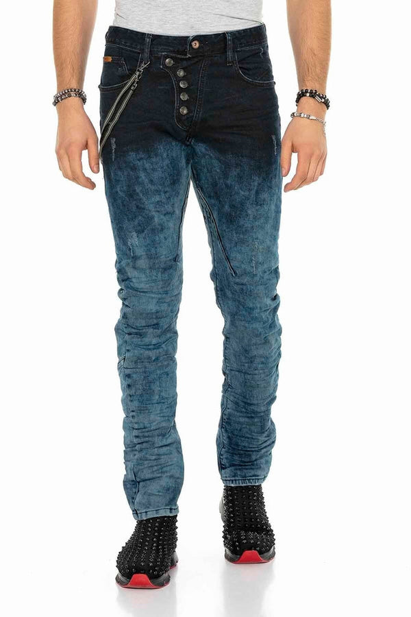 Cipo & Baxx CD155 Washed Chain And Button Men's Jean Trousers STANDARD