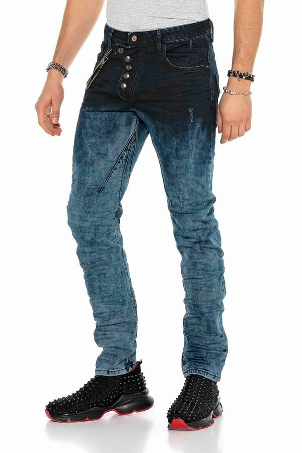 Cipo & Baxx CD155 Washed Chain And Button Men's Jean Trousers STANDARD