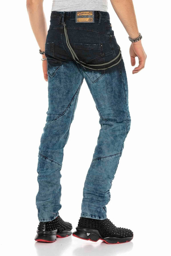 Cipo & Baxx CD155 Washed Chain And Button Men's Jean Trousers STANDARD