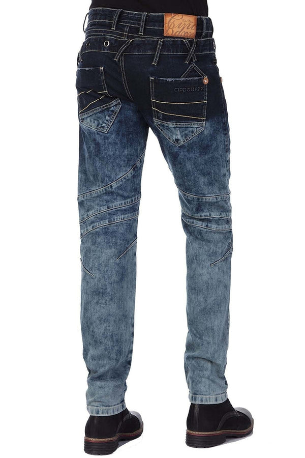Cipo & Baxx CD244A Decorative Stitched Washed Men's Jean Trousers DARKGREEN