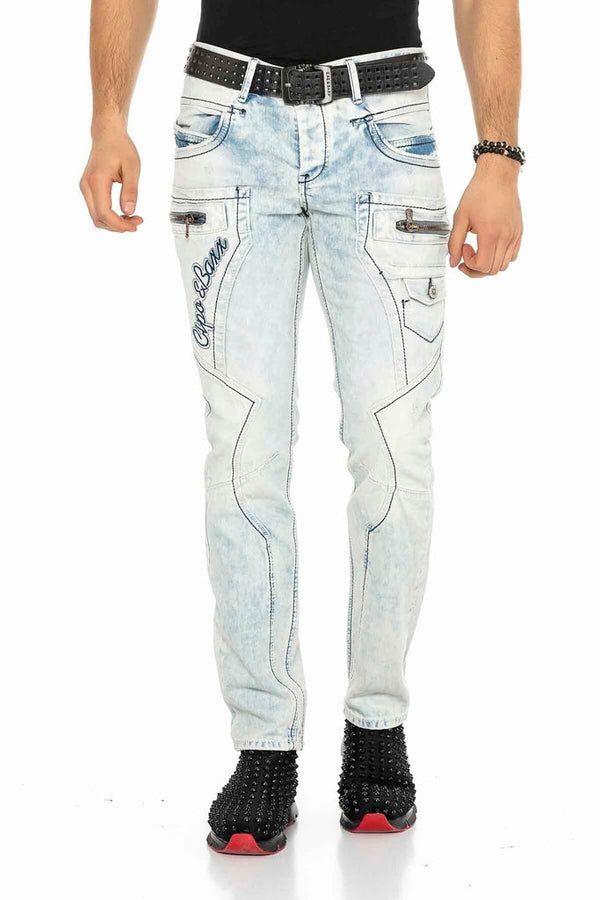 Cipo & Baxx CD272 Ice Blue Stitched Men's Jean Trousers ICEBLUE