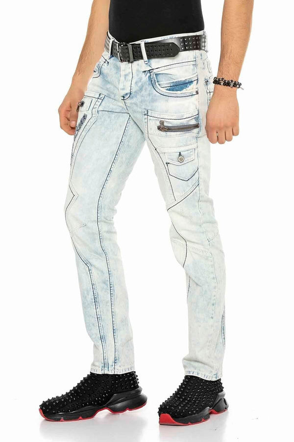 Cipo & Baxx CD272 Ice Blue Stitched Men's Jean Trousers ICEBLUE
