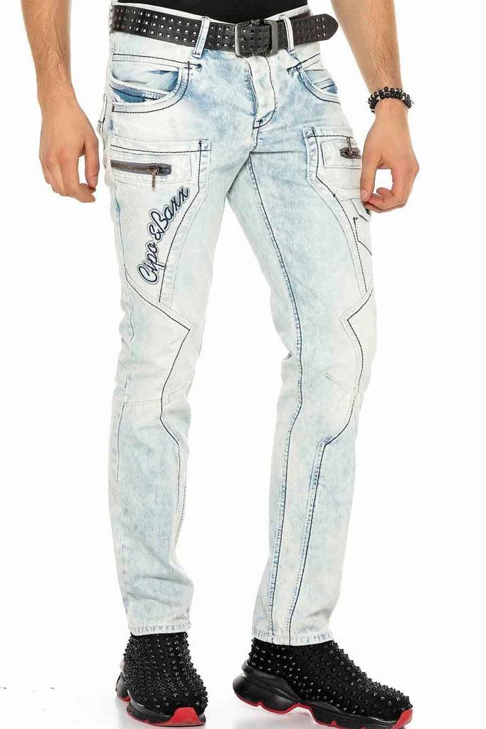 cipo & baxx CD272 Ice Blue Stitched Men's Jean Trousers ICEBLUE