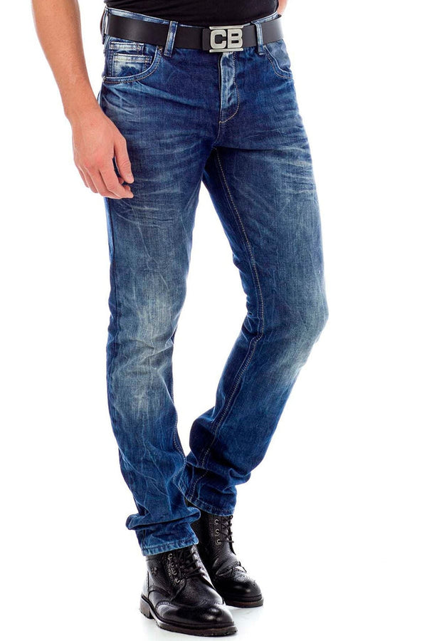 Cipo & Baxx CD319Y Worn Slim Fit Skinny Leg Men's Jeans BLUE
