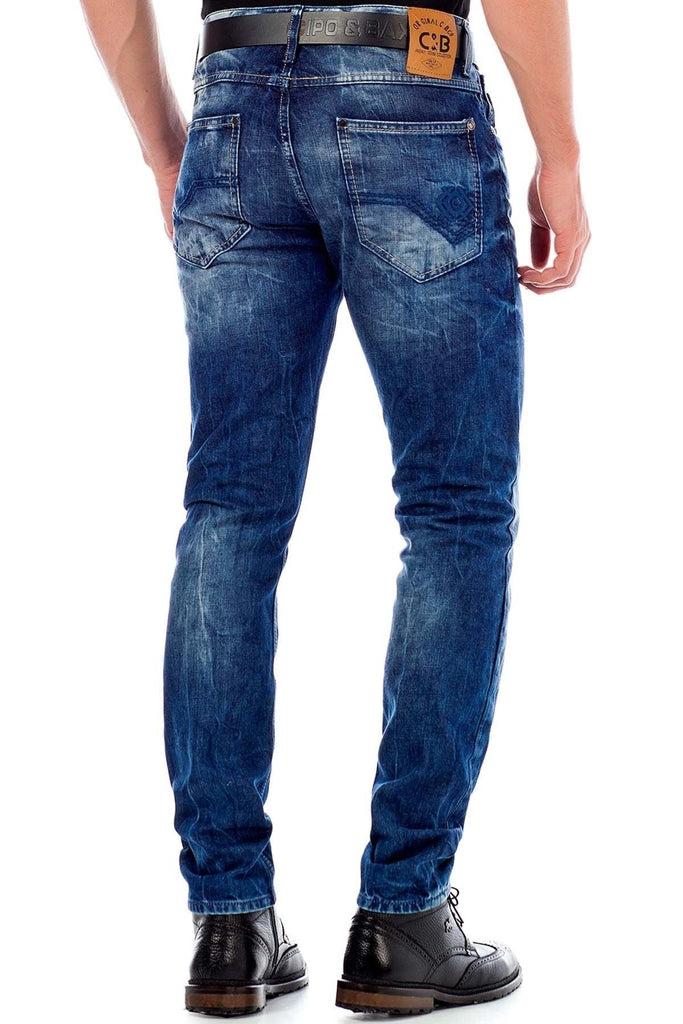 cipo & baxx CD319Y Worn Slim Fit Skinny Leg Men's Jeans BLUE