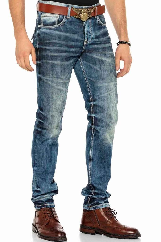 cipo & baxx CD328 Washed Regular Fit Men's Jeans BLUE