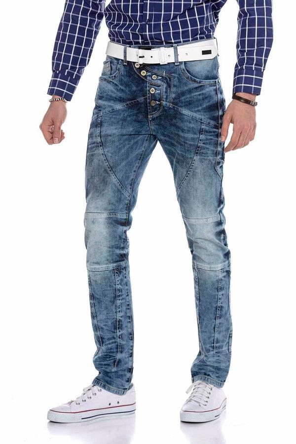 Cipo & Baxx CD346 External Buttoned Piece Men's Jean Trousers BLUE