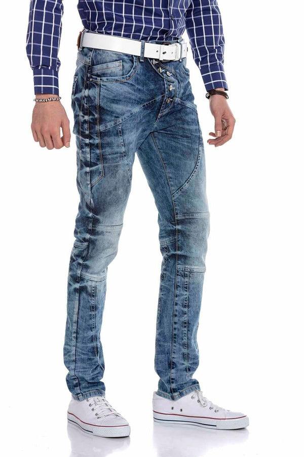 Cipo & Baxx CD346 External Buttoned Piece Men's Jean Trousers BLUE