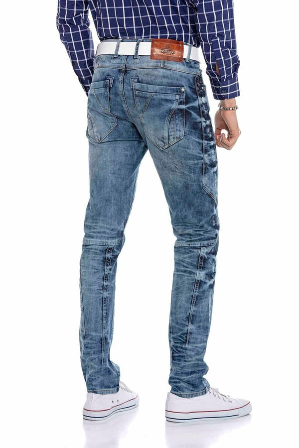 Cipo & Baxx CD346 External Buttoned Piece Men's Jean Trousers BLUE