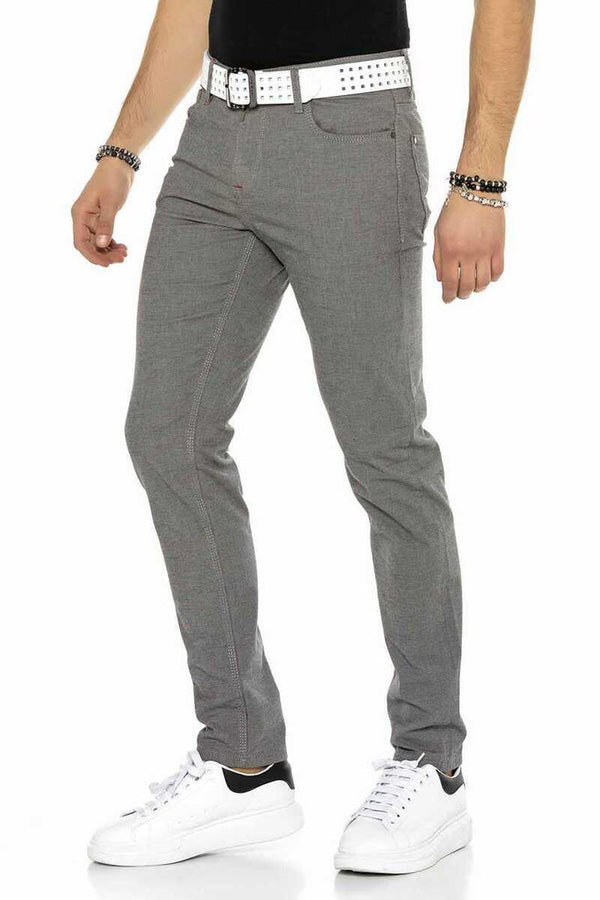 Cipo & Baxx CD372B Slim Fit Narrow Leg Men's Elastic Waist Trousers GREY