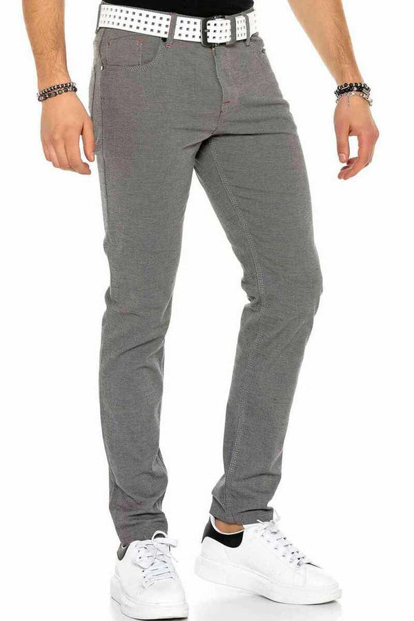 Cipo & Baxx CD372B Slim Fit Narrow Leg Men's Elastic Waist Trousers GREY