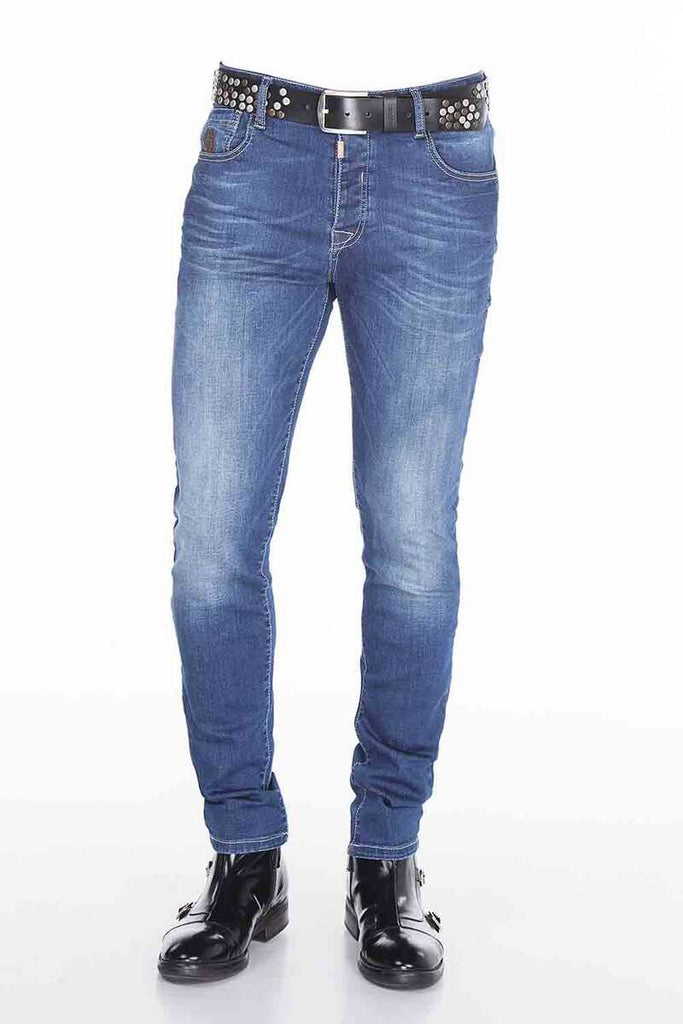 cipo & baxx CD389 Men's Regular Cut Jean Trousers BLUE