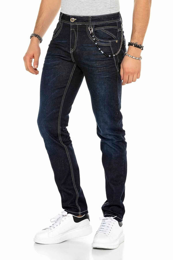 Cipo & Baxx CD395 Contrast Stitched Men's Jean Trousers DARKBLUE