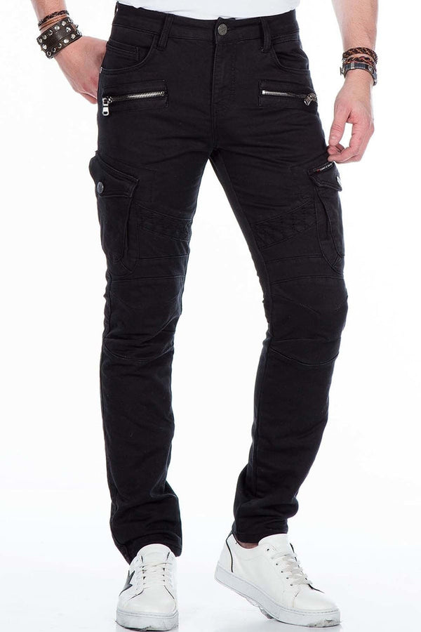 Cipo & Baxx CD424 Cargo Pocket Slim Leg Men's Trousers BLACK