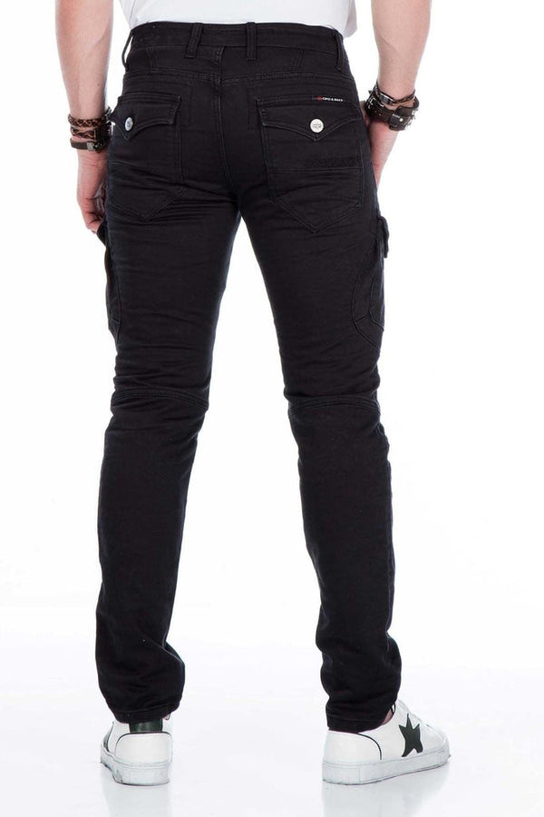 Cipo & Baxx CD424 Cargo Pocket Slim Leg Men's Trousers BLACK