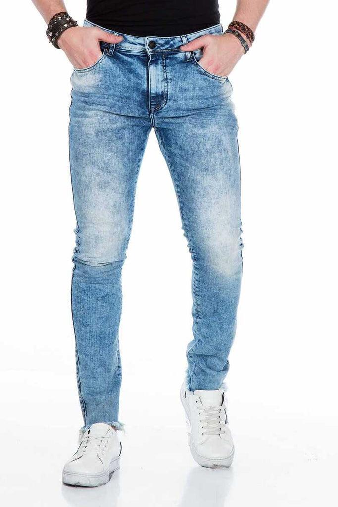 cipo & baxx CD445 Distressed Denim Slim Fit Jean Trousers BLUE