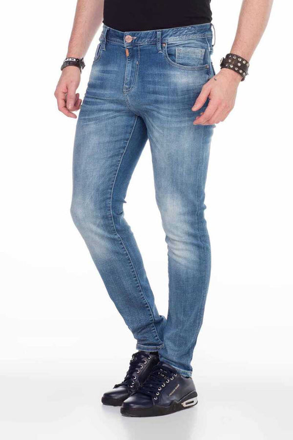 Cipo & Baxx CD456 Washed Fabric Denim Basic Men's Jean Trousers BLUE