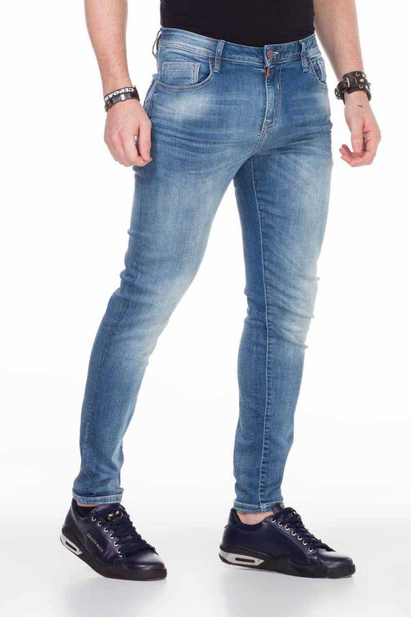 Cipo & Baxx CD456 Washed Fabric Denim Basic Men's Jean Trousers BLUE