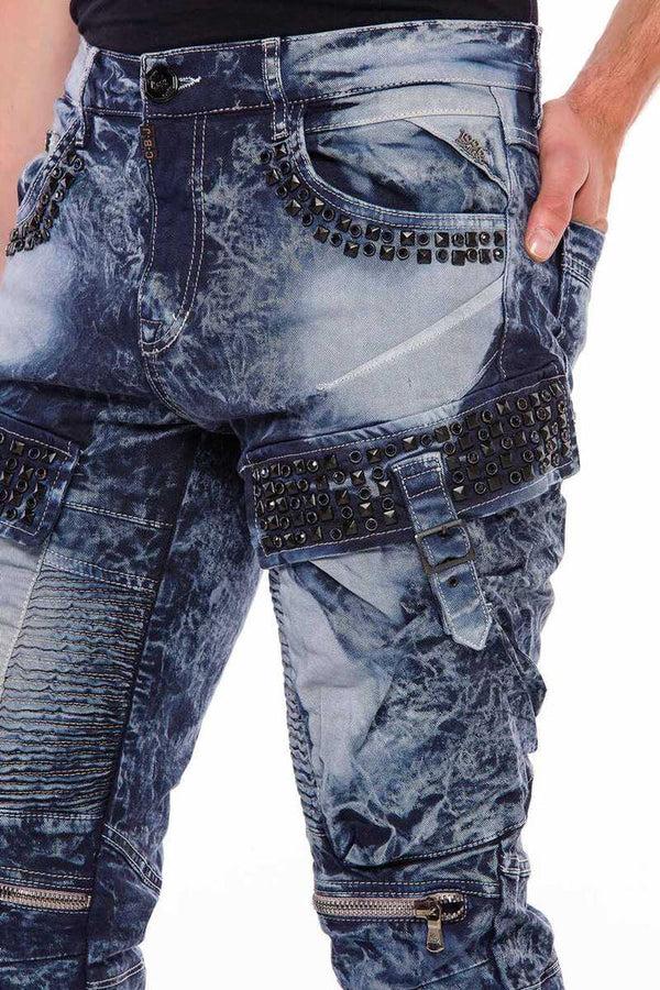 Cipo & Baxx CD494 Rock Star Style Biker Men's Trousers BLUE