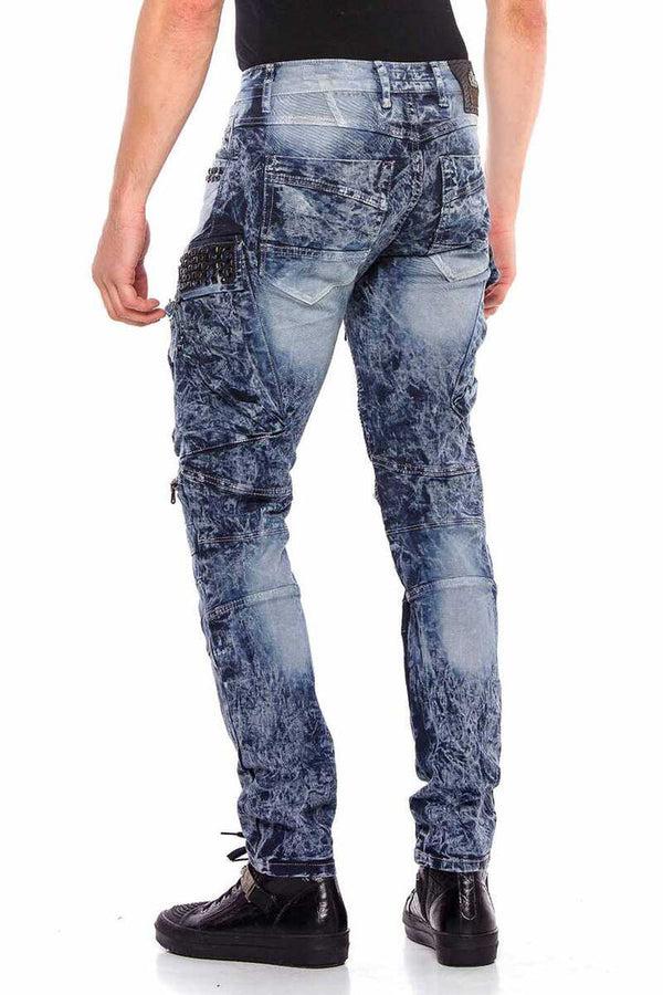 Cipo & Baxx CD494 Rock Star Style Biker Men's Trousers BLUE