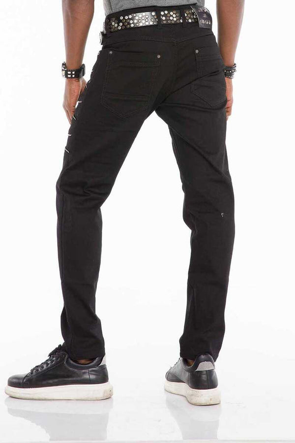 Cipo & Baxx CD509 Zipper Detailed Slim Fit Men's Jean Trousers BLACK