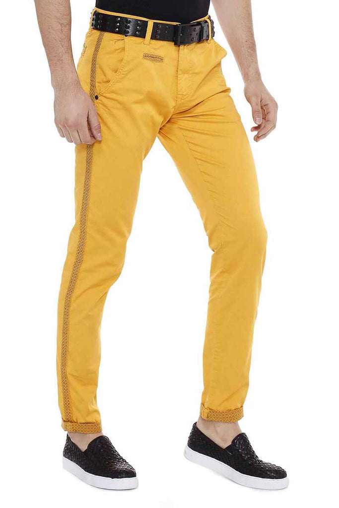 cipo & baxx CD511 Pattern Striped Casual Men's Jeans YELLOW