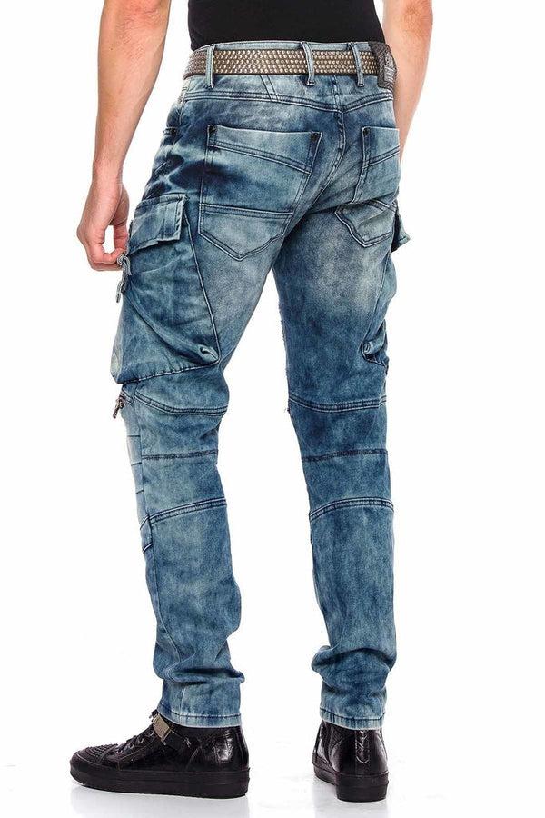 Cipo & Baxx CD523 Cargo Pocket Worn Out Loose Cut Hip Hop Style Trousers BLUE