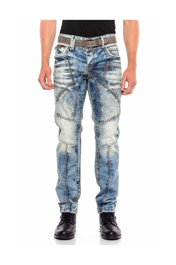 Cipo & Baxx CD535 Open Men's Denim Jeans With Stitched Pockets BLUE