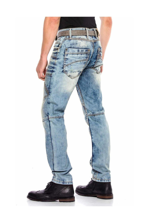 Cipo & Baxx CD535 Open Men's Denim Jeans With Stitched Pockets BLUE