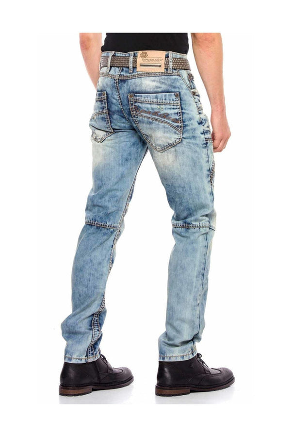 Cipo & Baxx CD535 Open Men's Denim Jeans With Stitched Pockets BLUE