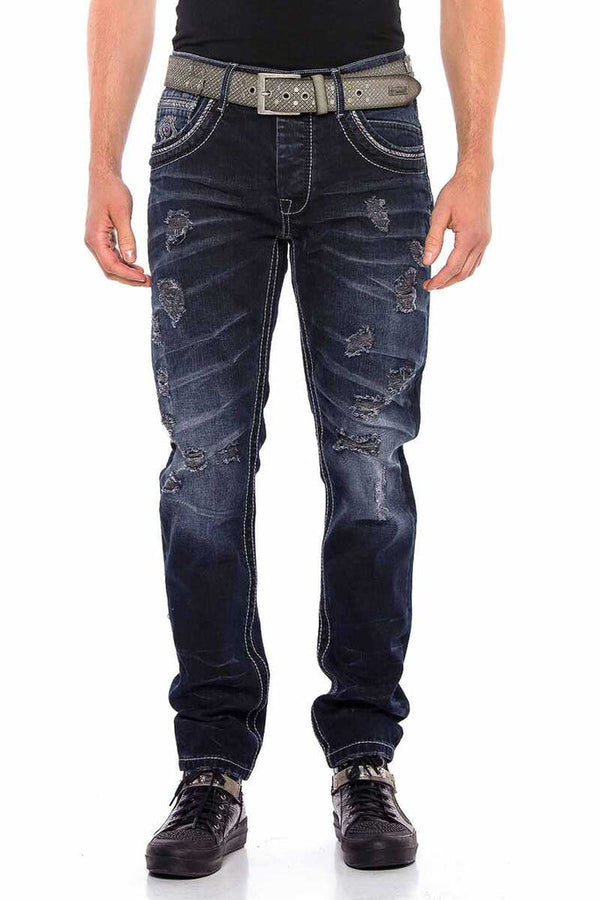 Cipo & Baxx CD539 Basic Vintage Ripped Men's Jean Trousers DARKBLUE