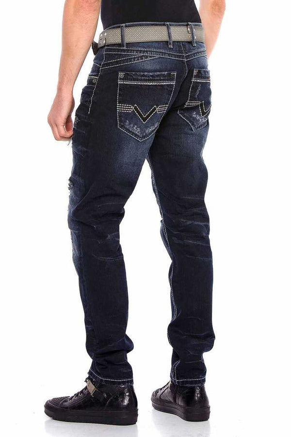 Cipo & Baxx CD539 Basic Vintage Ripped Men's Jean Trousers DARKBLUE