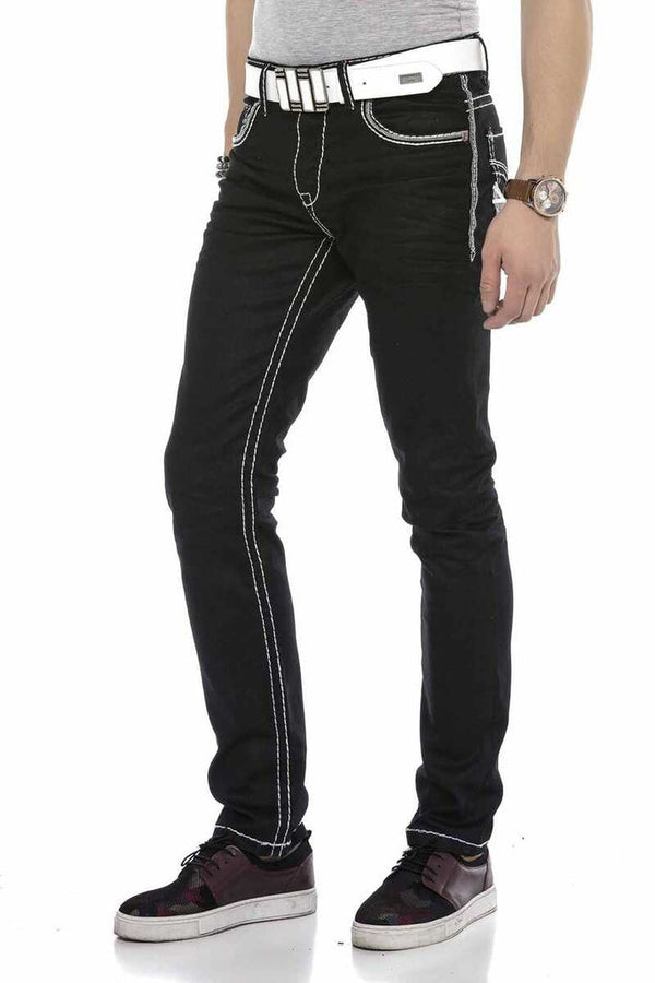 Cipo & Baxx CD553 Embroidered Pocket Detailed Jean Trousers BLACK